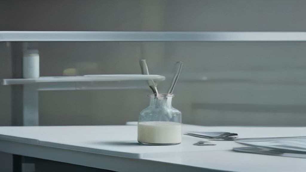 Paillasse de laboratoire en inox avec un flacon de lait cru destine a l analyse