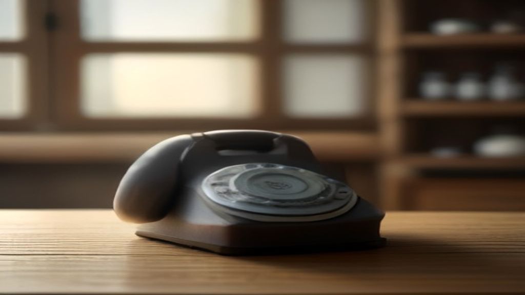 Téléphone posé sur le comptoir en bois d'une boutique à la ferme, étagères en arrière-plan