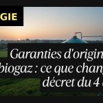 Unite de methanisation agricole avec digesteur et dome de stockage de gaz au bord d un champ, au coucher du soleil