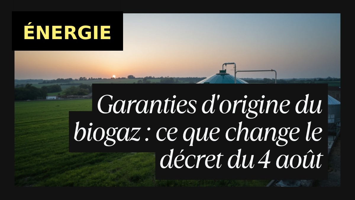 Méthanisation : le décret du 4 août resserre l&rsquo;usage des garanties d&rsquo;origine du biogaz