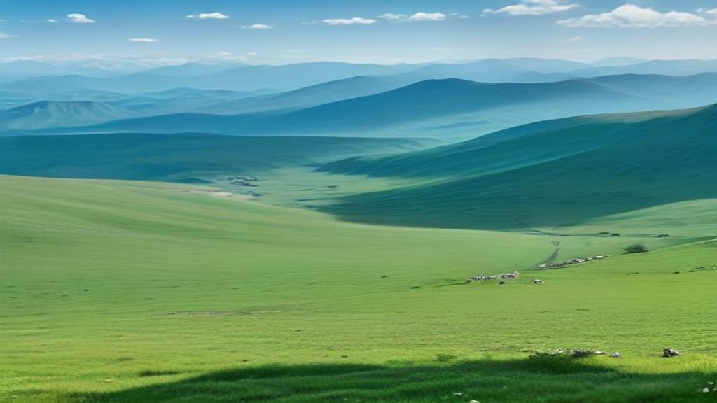 Pâturage de montagne en été, vaches au loin sur un plateau herbeux bordé de reliefs calcaires